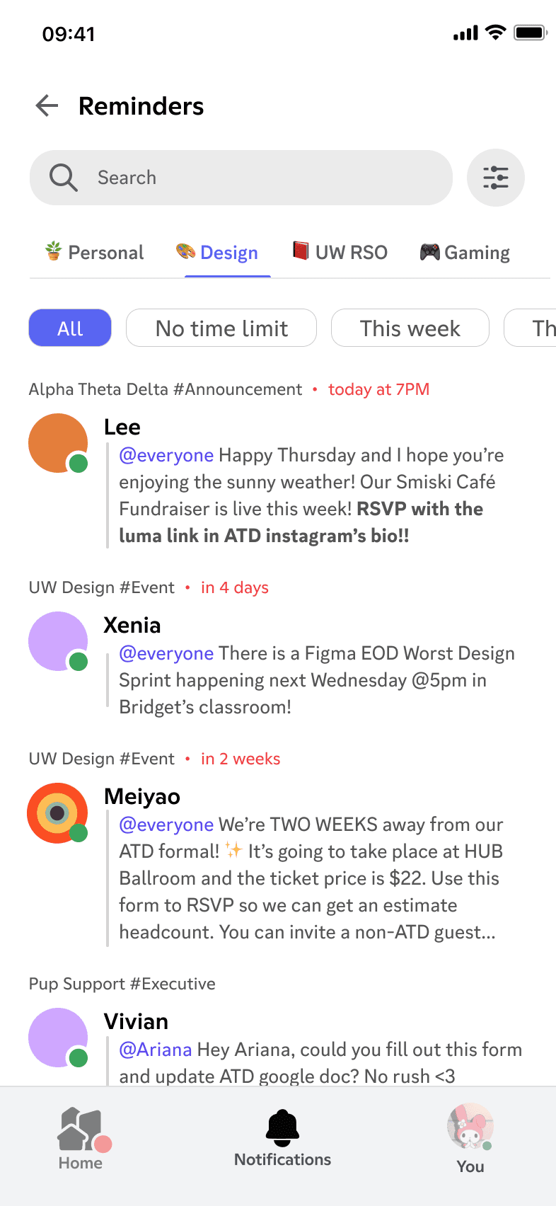 Reminder feature — set a reminder on a message